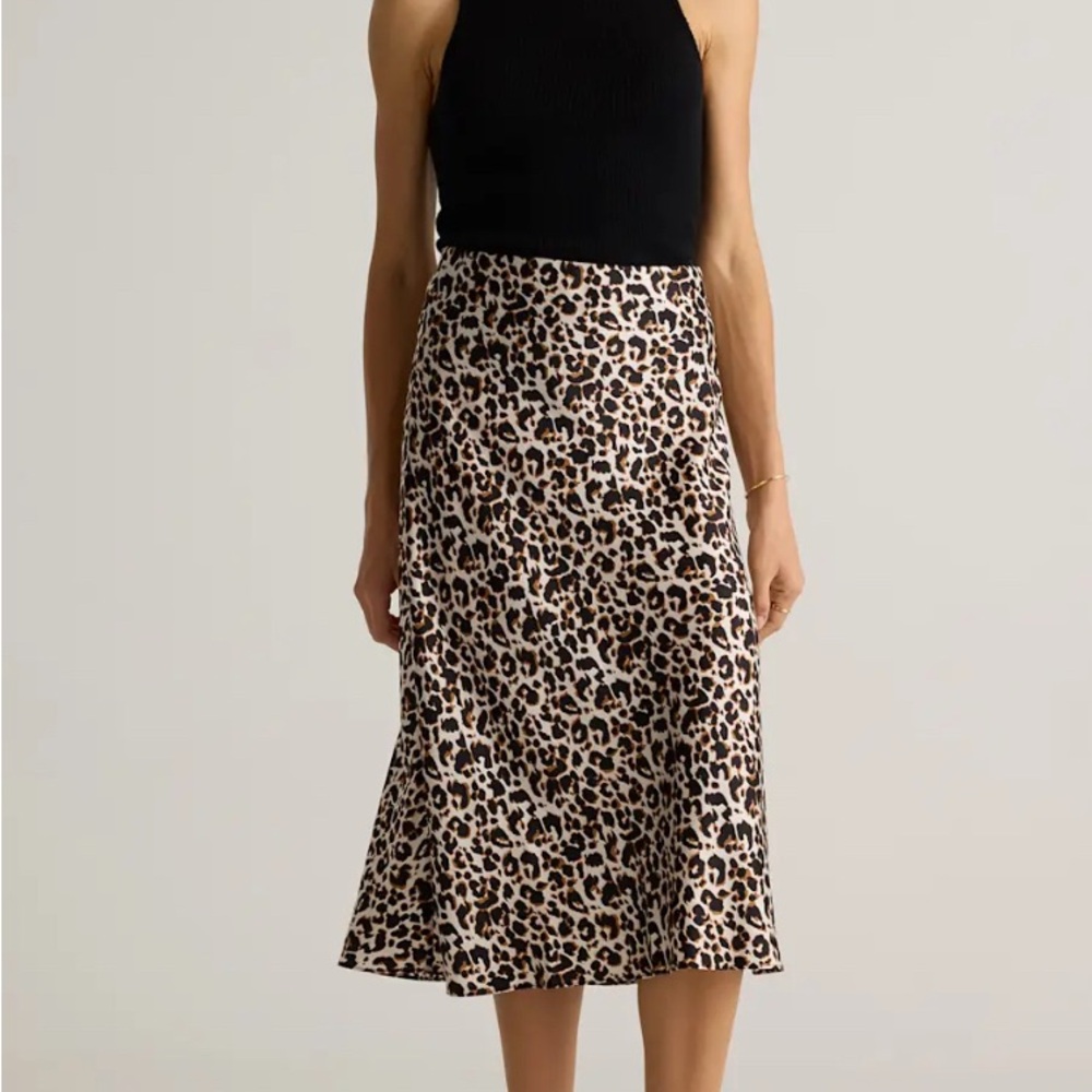 Quince 100% Washable Silk Skirt Leopard 10